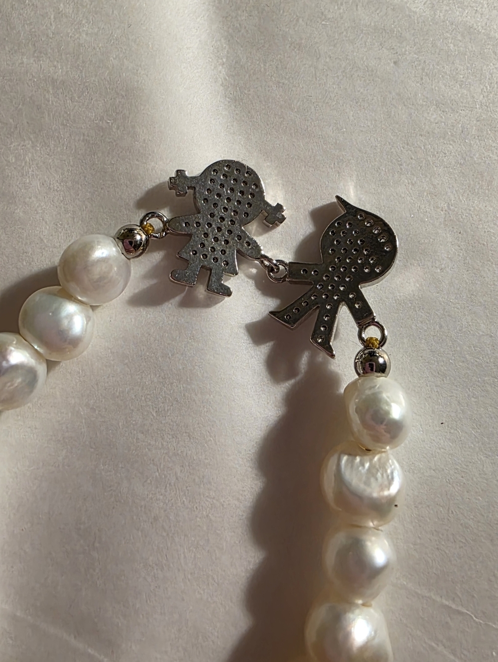 Freshwater Pearl Slider Bracelet with Silver Tone Charm - Picture 6 of 6